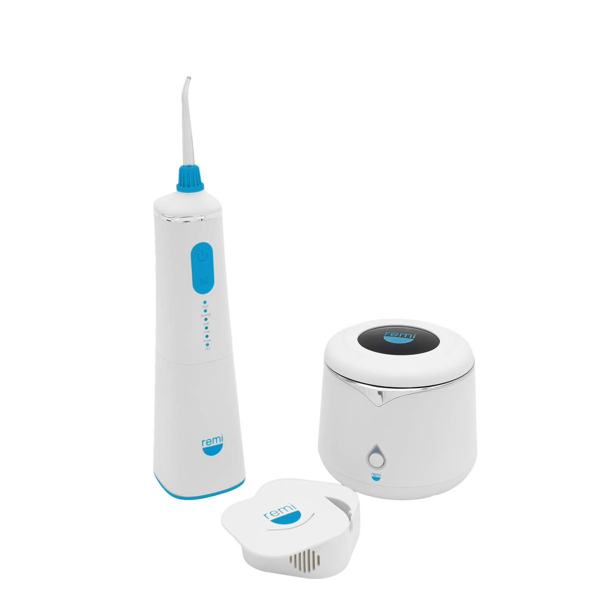 Remi Wellness flosser, ultrasonic cleaner, and UV sanitizer